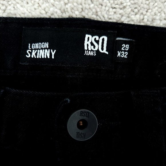 RSQ Jeans Men's 29x32 Black Stretch London Skinny Tapered Denim - Picture 6 of 10